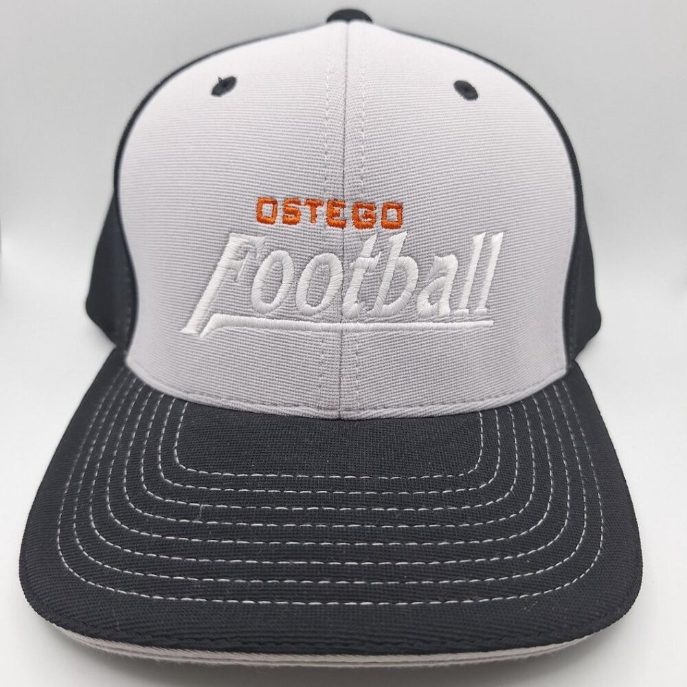 Ostego Football Ball Cap Hat Orange Gray Black Fitted Small Medium Performance
